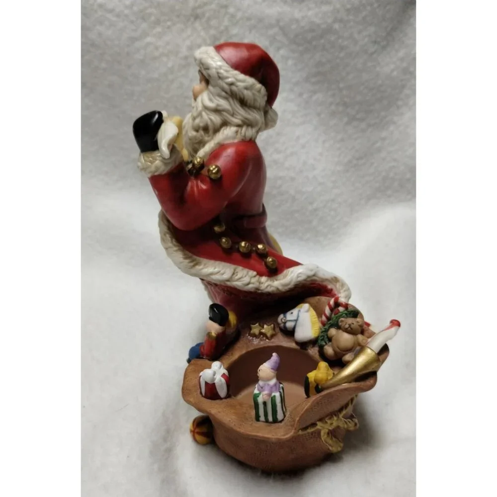 Partylite Santa Claus Tealight Holder wit‎ Toy Bag 7" Tall Hand-Painted